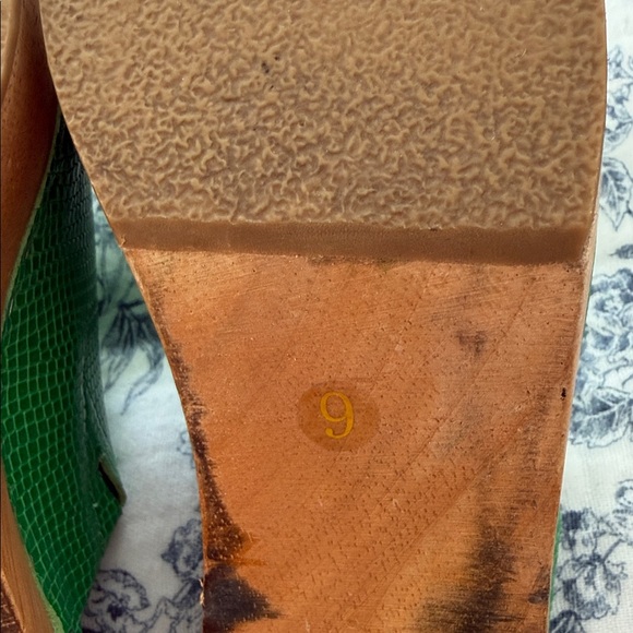 Charlotte Stone Marlo Clogs in Hot Mint Green Embossed Leather - Picture 9 of 12